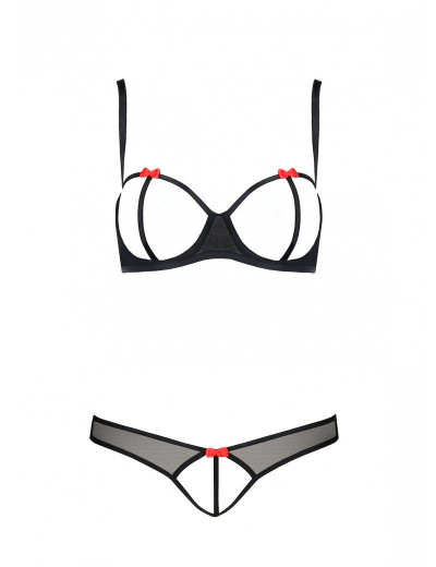 Эротический комплект Passion HEIDI SET WITH OPEN BRA, Цвет: черный, Размеры: L/XL, изображение 3