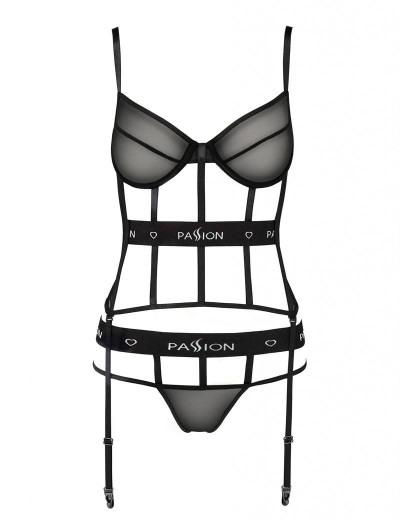 Корсет с трусиками Passion KYOUKA CORSET black, Цвет: черный, Размеры: S/M, изображение 3