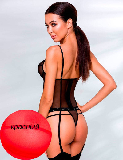 Корсет с трусиками Passion KYOUKA CORSET red, Цвет: красный, Размеры: S/M, изображение 2