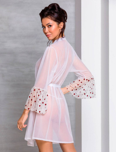 Полупрозрачный пеньюар Passion LOVELIA PEIGNOIR white, Цвет: белый, Размеры: 2XL/3XL, изображение 2