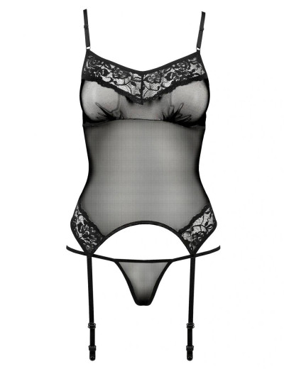 Мягкий корсет с трусиками Passion MELANIA CORSET, Цвет: черный, Размеры: 2XL/3XL, изображение 3