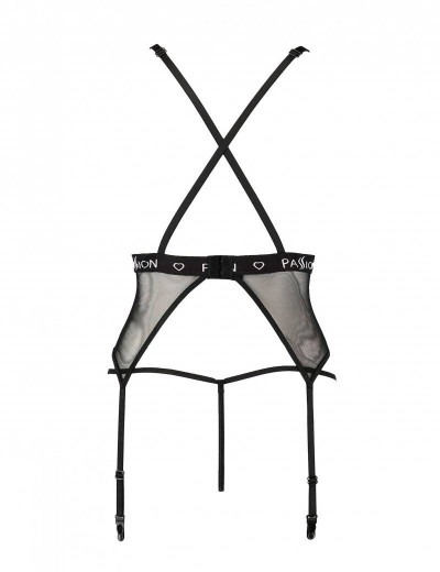 Корсет с трусиками стрингами Passion MIRAJANE CORSET black, Цвет: черный, Размеры: 2XL/3XL, изображение 4