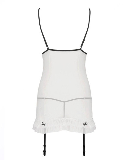 Сексуальная сорочка с пажами + стринги Passion ORIHIME CHEMISE, Цвет: белый, Размеры: 2XL/3XL, изображение 4