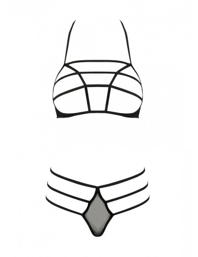 Эротический комплект Passion RITA SET WITH OPEN BRA, Цвет: черный, Размеры: L/XL, изображение 3