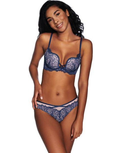 Бюстгальтер планж с пуш-ап Esotiq CLAUDIA 38706 бежевый/синий, Цвет: бежевый/синий, Размеры: 85C, изображение 3