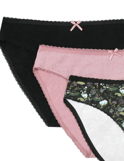 Комплект хлопковых трусов Esotiq PANTIES 38558 MIA-MIA (3 шт) черный+розовый, Цвет: черный+розовый, Размеры: S, изображение 2