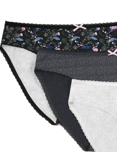 Комплект хлопковых трусов Esotiq PANTIES 38558 MIA-MIA (3 шт) светло-серый+черный, Цвет: светло-серый+черный, Размеры: S, изображение 2