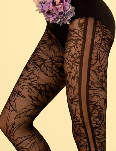 Фантазийные колготки Fiore 6019/G LUSH GARDEN 30 den черный, Цвет: черный, Размеры: 3, изображение 2