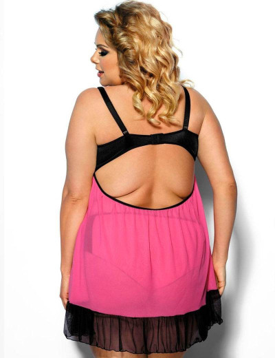 Сексуальная розовая сорочка Gorgeous plus size CARINOLA, Цвет: фуксия, Размеры: XL/2XL, изображение 2