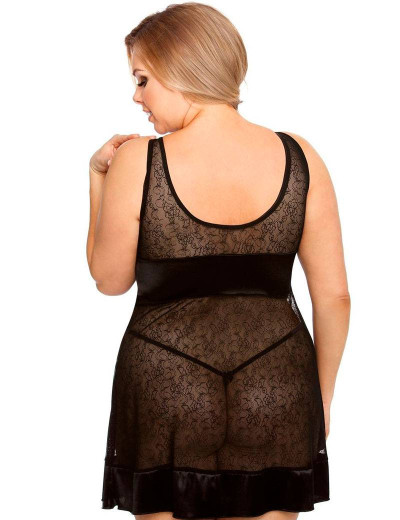 Соблазнительная сорочка с трусиками Gorgeous plus size ELISYA, Цвет: черный, Размеры: 5XL/6XL, изображение 2