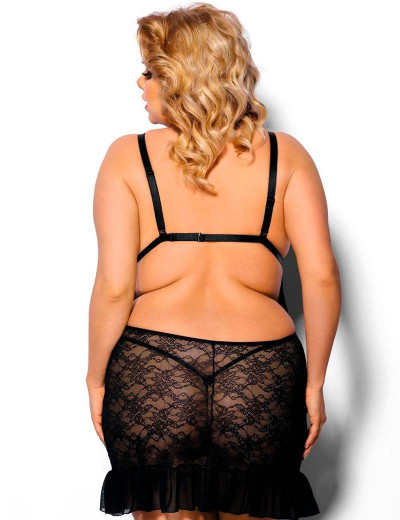 Сексуальная кружевная сорочка Gorgeous plus size EVONA, Цвет: черный, Размеры: 3XL/4XL, изображение 2