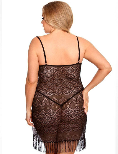 Кружевная эротическая сорочка Gorgeous plus size GEALI, Цвет: черный, Размеры: XL/2XL, изображение 2