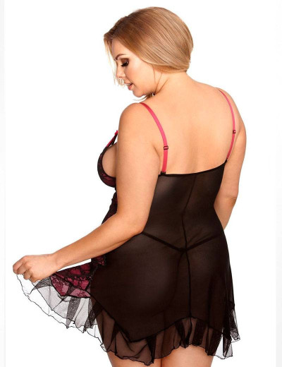 Сексуальная сорочка с трусиками Gorgeous plus size GIA, Цвет: черный, Размеры: 5XL/6XL, изображение 2