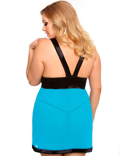 Короткая голубая сорочка Gorgeous plus size LIESSA, Цвет: голубой, Размеры: 3XL/4XL, изображение 2