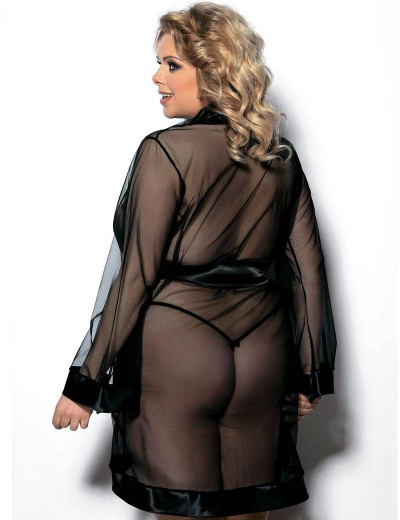 Прозрачный черный пеньюар Gorgeous plus size MAERIN, Цвет: черный, Размеры: XL/2XL, изображение 2