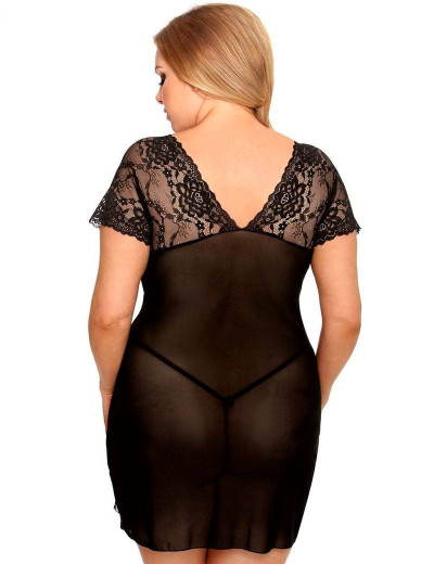 Сексуальная сорочка с кружевом Gorgeous plus size MARINA, Цвет: черный, Размеры: 5XL/6XL, изображение 2
