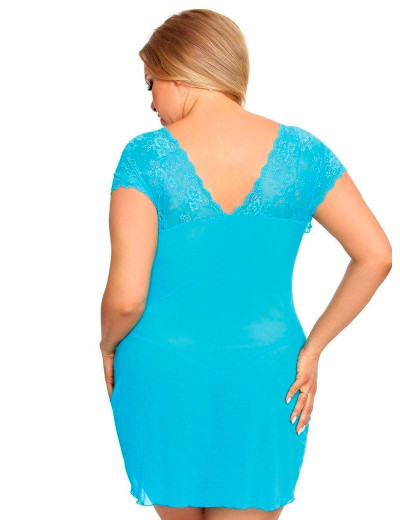 Сексуальная голубая сорочка с кружевом Gorgeous plus size OFEELY, Цвет: голубой, Размеры: 3XL/4XL, изображение 2