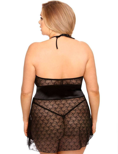 Прозрачная сорочка с трусиками Gorgeous plus size RHIANNON, Цвет: черный, Размеры: 3XL/4XL, изображение 2