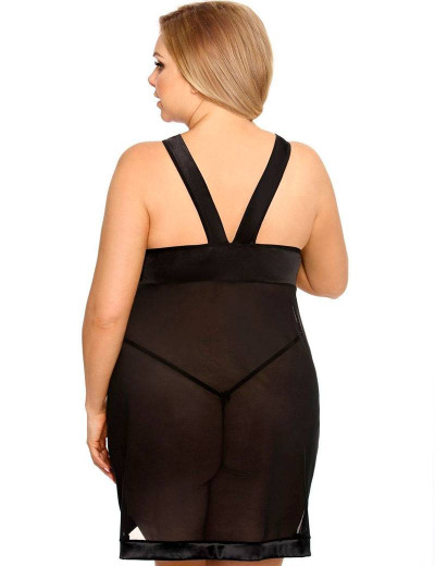 Эротическая сорочка с трусиками Gorgeous plus size SAMARA, Цвет: черный, Размеры: 3XL/4XL, изображение 2