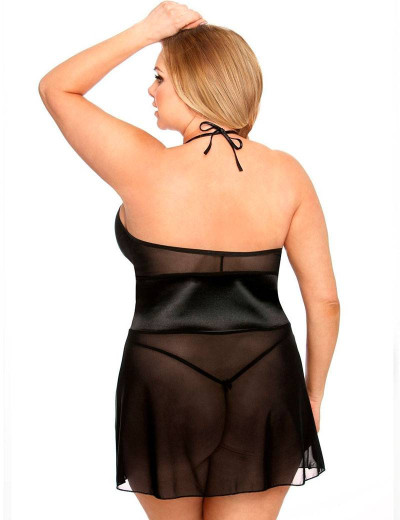 Сексуальная черная сорочка Gorgeous plus size STEFI, Цвет: черный, Размеры: 3XL/4XL, изображение 2