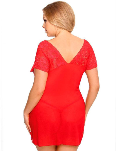 Прозрачная красная сорочка Gorgeous plus size SYDNEY, Цвет: красный, Размеры: 3XL/4XL, изображение 2