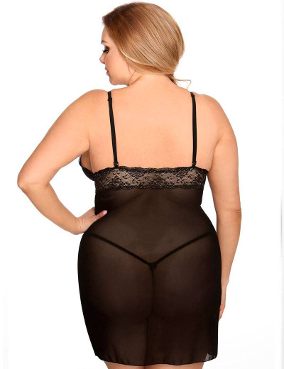 Сексуальная черная сорочка Gorgeous plus size VALENCIA, Цвет: черный, Размеры: XL/2XL, изображение 2