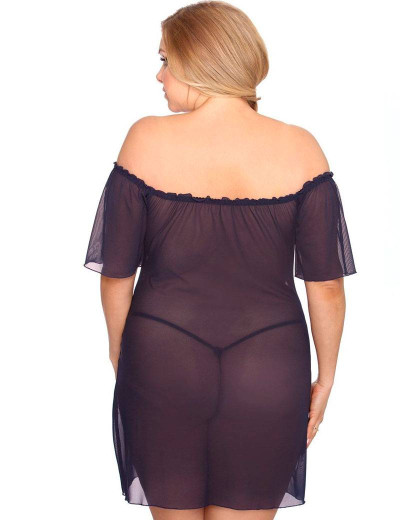 Сексуальная сорочка с трусиками Gorgeous plus size VENEA, Цвет: темно-синий, Размеры: 3XL/4XL, изображение 2