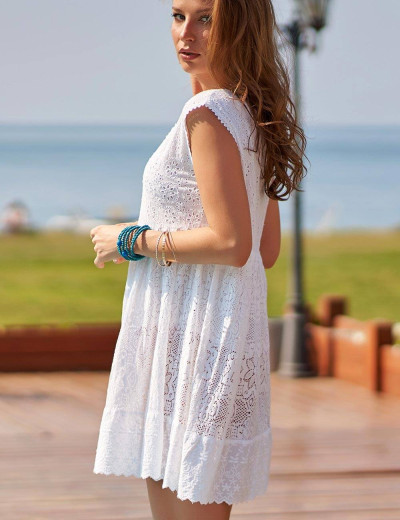 Туника пляжная из хлопка Mia-Amore ARGENTINA 1364, Цвет: белый, Размеры: M, изображение 2