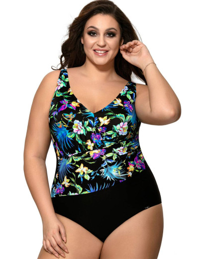 Закрытый купальник Ava SKJ33, Цвет: черный/флора, Размеры: 75G, изображение 3