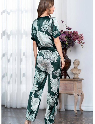 Шелковый комплект топ с брюками Mia-Amore AGATA 3705, Цвет: зеленый, Размеры: S, изображение 2