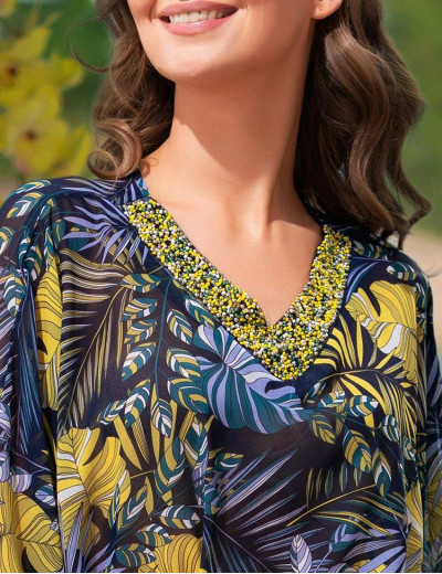 Шифоновая туника с бисером Mia-Amore COSTA BRAVA 8865, Цвет: мультиколор, Размеры: 4XL/5XL, изображение 2