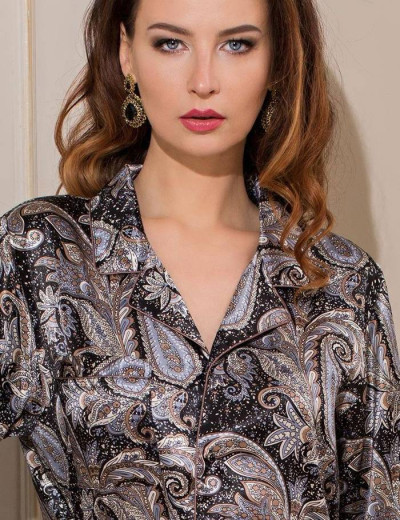 Шелковая рубашка-халат Mia-Amore DONATELLA 3127 черный, Цвет: черный, Размеры: L, изображение 2