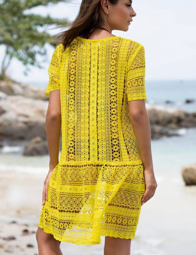 Кружевное пляжное платье Amore JAMAICA 6644 желтый, Цвет: желтый, Размеры: XS, изображение 2