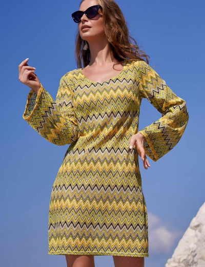 Пляжная туника из ажурного полотна Mia-Amore MISSONI 8240 желтый, Цвет: желтый, Размеры: L/XL, изображение 3