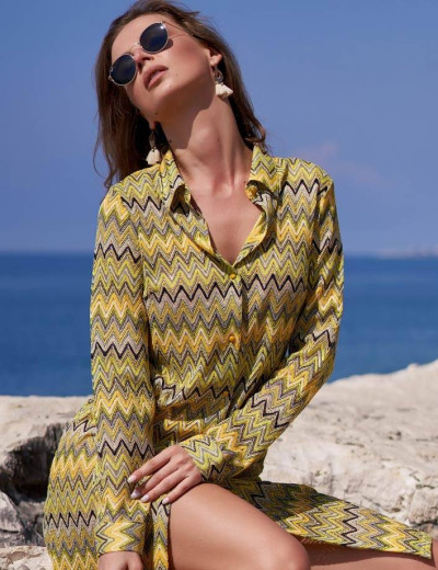 Ажурная рубашка на пуговицах Mia-Amore MISSONI 8247 желтый, Цвет: желтый, Размеры: M, изображение 4