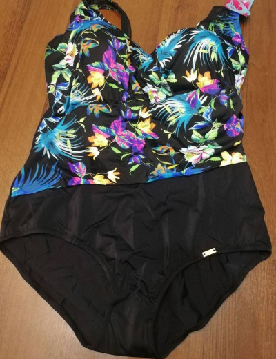 Закрытый купальник Ava SKJ33, Цвет: черный/флора, Размеры: 75G, изображение 6