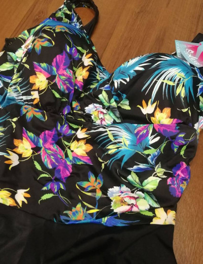 Закрытый купальник Ava SKJ33, Цвет: черный/флора, Размеры: 75G, изображение 7