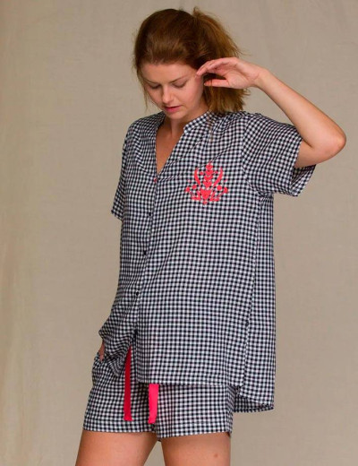 Домашний комплект с шортами Key LNS 451 4 A21, Цвет: черный/белый, Размеры: S, изображение 2