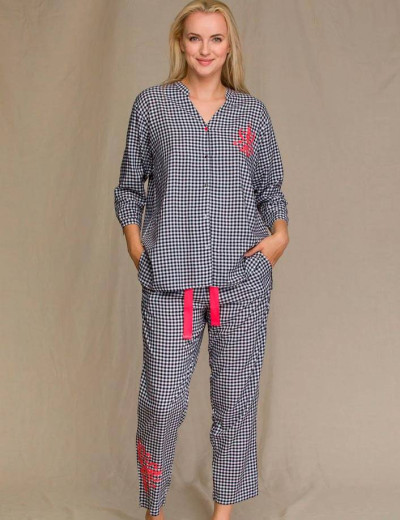 Домашний брючный комплект Key LNS 451 A21, Цвет: черный/белый, Размеры: S, изображение 2