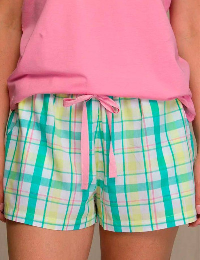 Домашний комплект с шортами Key LNS 453 1 A21, Цвет: розовый/зеленый, Размеры: S, изображение 4