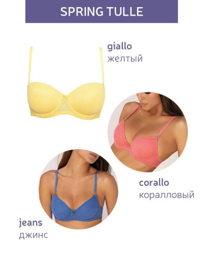 Модный комплект мягкая чашка и слипы Sielei SPRING TULLE 6910+6915, Цвета: corallo, Размеры: 80D, изображение 2