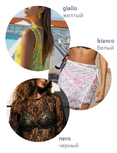 Кружевное пляжное платье Sielei ZP58, Цвета: bianco, Размеры: S, изображение 3