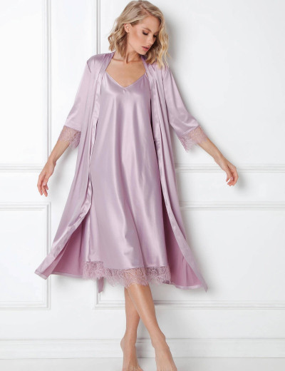 Атласная сорочка на тонких бретелях Aruelle CELINE, Цвет: сиреневый, Размеры: XS, изображение 2