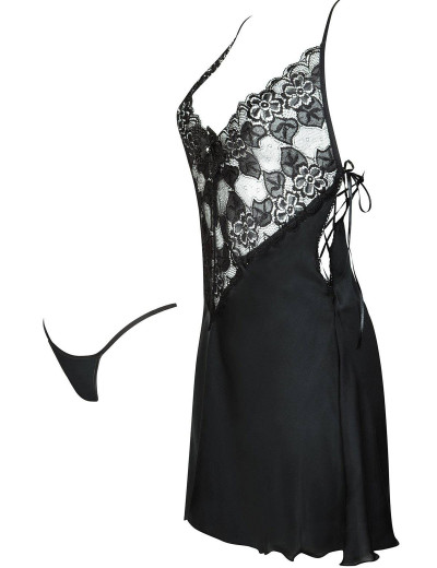 Соблазнительная сорочка Beauty Night LESLIE CHEMISE, Цвет: черный, Размеры: S/M, изображение 4