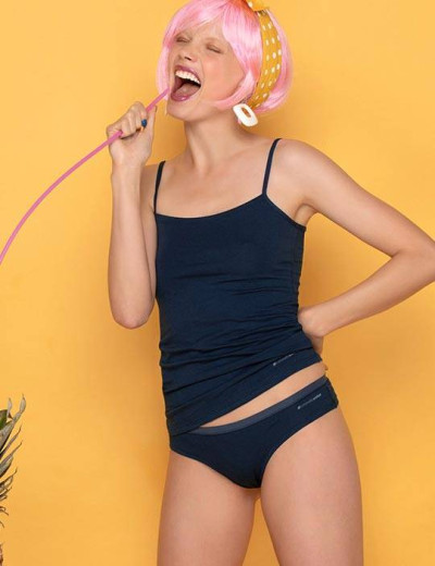 Хлопковые трусы бразилиана Cotonella AD968 COLOR, Цвета: nudo (синий), Размеры: M, изображение 3