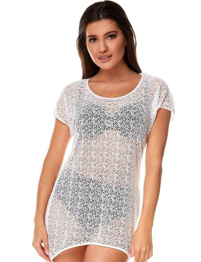 Ажурная пляжная туника Ewlon T.8054_028, Цвет: белый, Размеры: L/XL, изображение 2