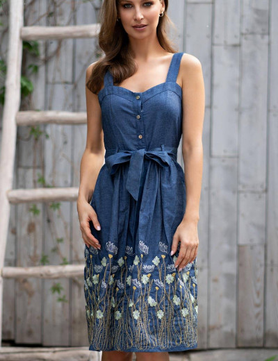 Сарафан из хлопкового денима Mia-Amore ARIZONA 1210, Цвет: синий, Размеры: S, изображение 3