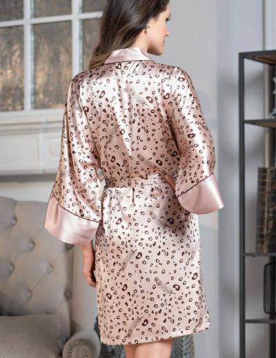 Атласный халат кимоно Mia-Amore IREN 7033, Цвет: бежевый, Размеры: S/M, изображение 2