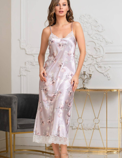 Длинная шелковая сорочка Mia-Amore SELINE 3711, Цвет: сиреневый, Размеры: M, изображение 3