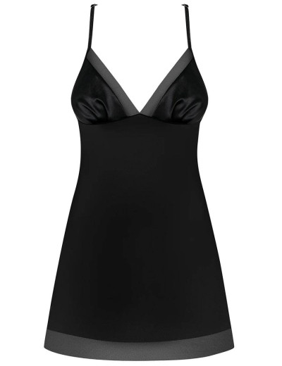 Сексуальная сорочка с оригинальной спинкой Obsessive ALIFINI CHEMISE, Цвет: черный, Размеры: S/M, изображение 3